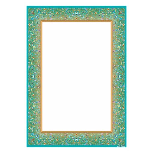 کاغذ تذهیب A4 خانه تذهیب طرح گلستان فیروزه ، کد 4067 بسته 20 عددی